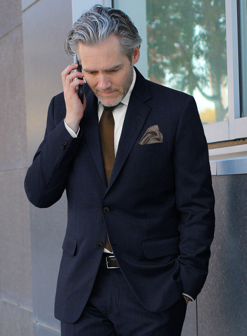 Reda Hopsack Dark Blue Wool Jacket – StudioSuits