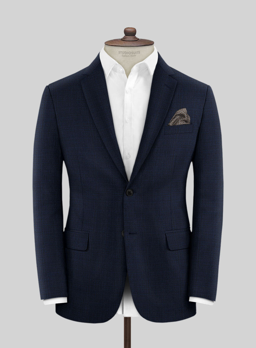 Reda Hopsack Dark Blue Wool Jacket - StudioSuits