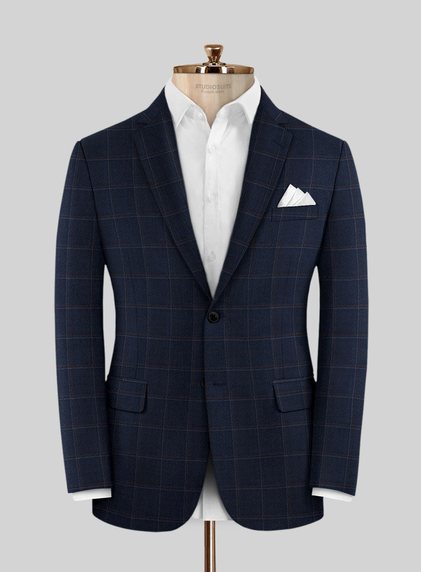 Reda Igidro Blue Checks Wool Jacket - StudioSuits