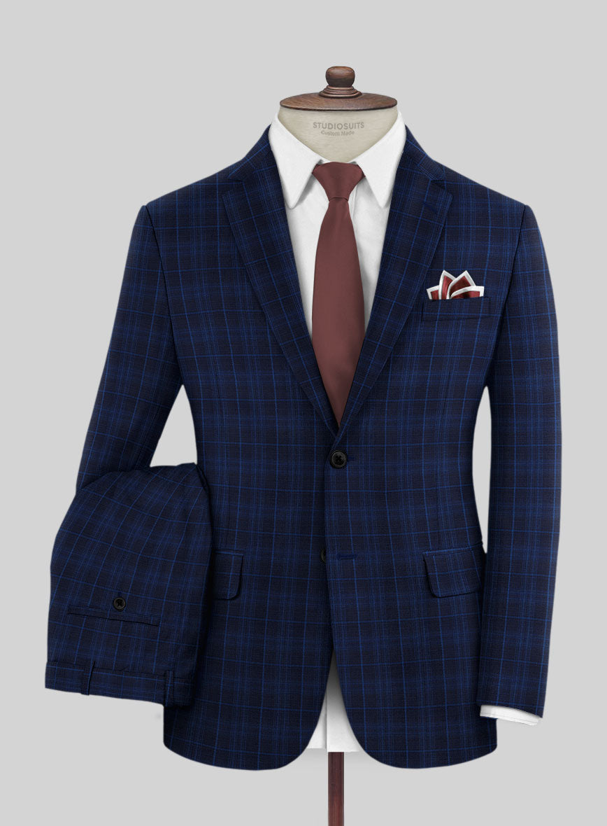 Reda Jagur Blue Checks Wool Suit - StudioSuits