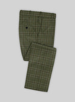 Reda Juniper Green Checks Wool Pants - StudioSuits