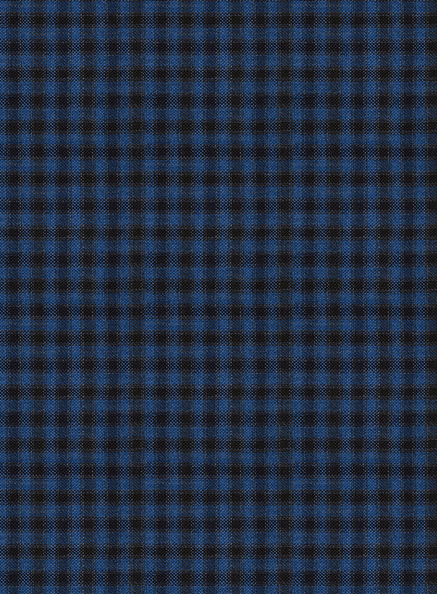 Reda Lapis Blue Checks Wool Jacket - StudioSuits