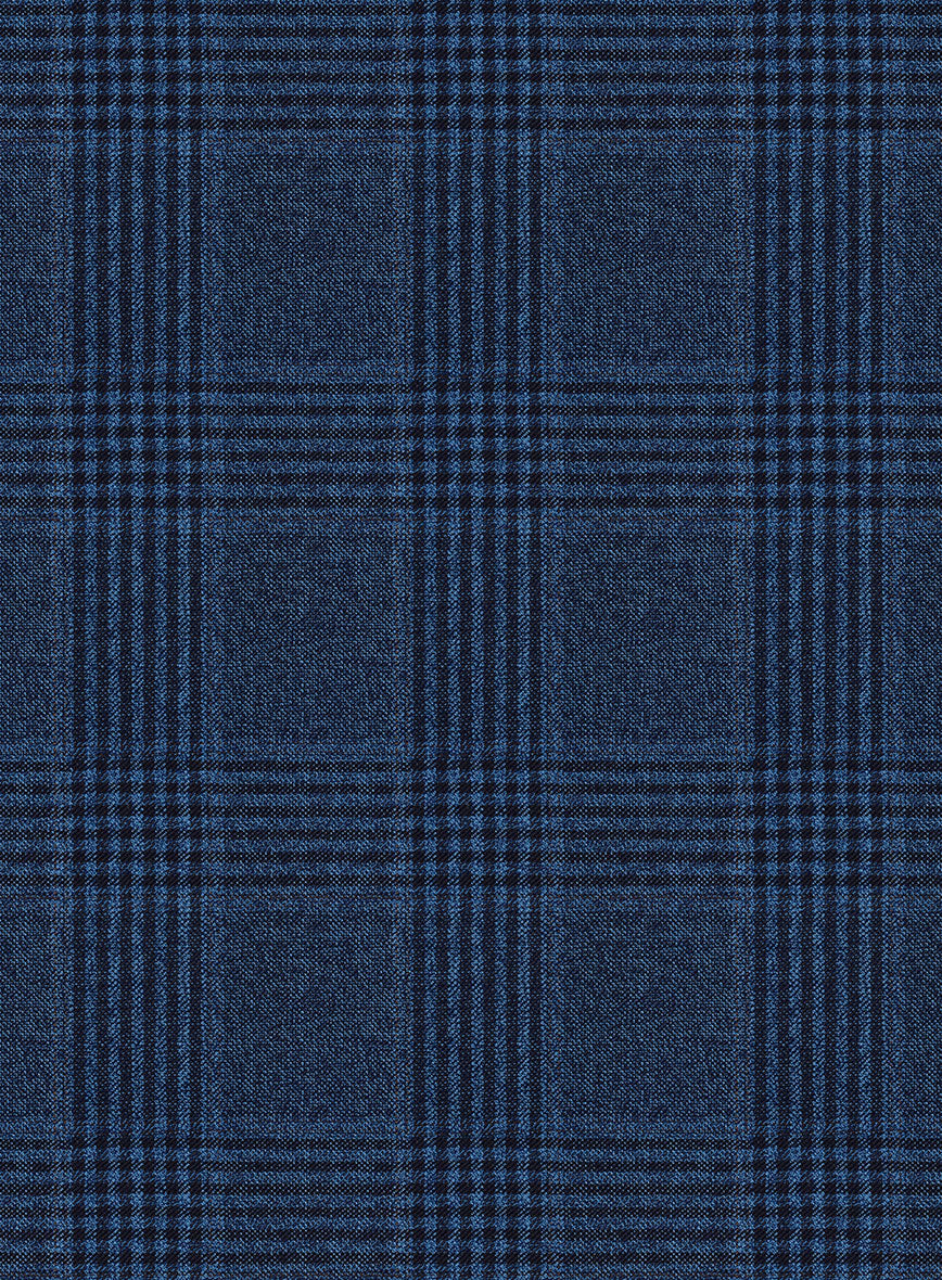 Reda Marine Blue Checks Wool Jacket - StudioSuits