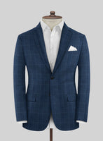 Reda Marine Blue Checks Wool Jacket - StudioSuits