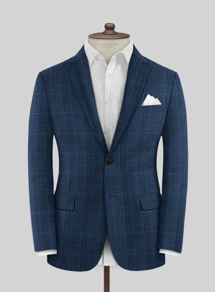 Reda Marine Blue Checks Wool Suit - StudioSuits