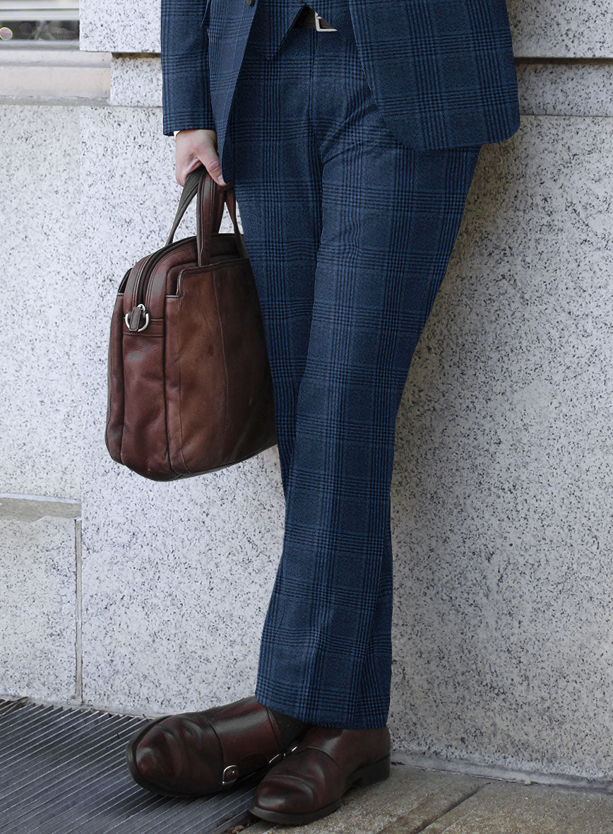 Reda Marine Blue Checks Wool Suit - StudioSuits