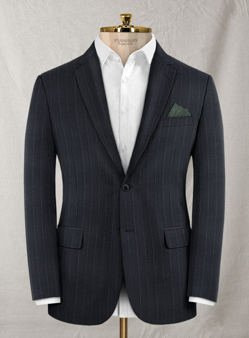 Reda Midnight Blue Stripes Wool Suit - StudioSuits