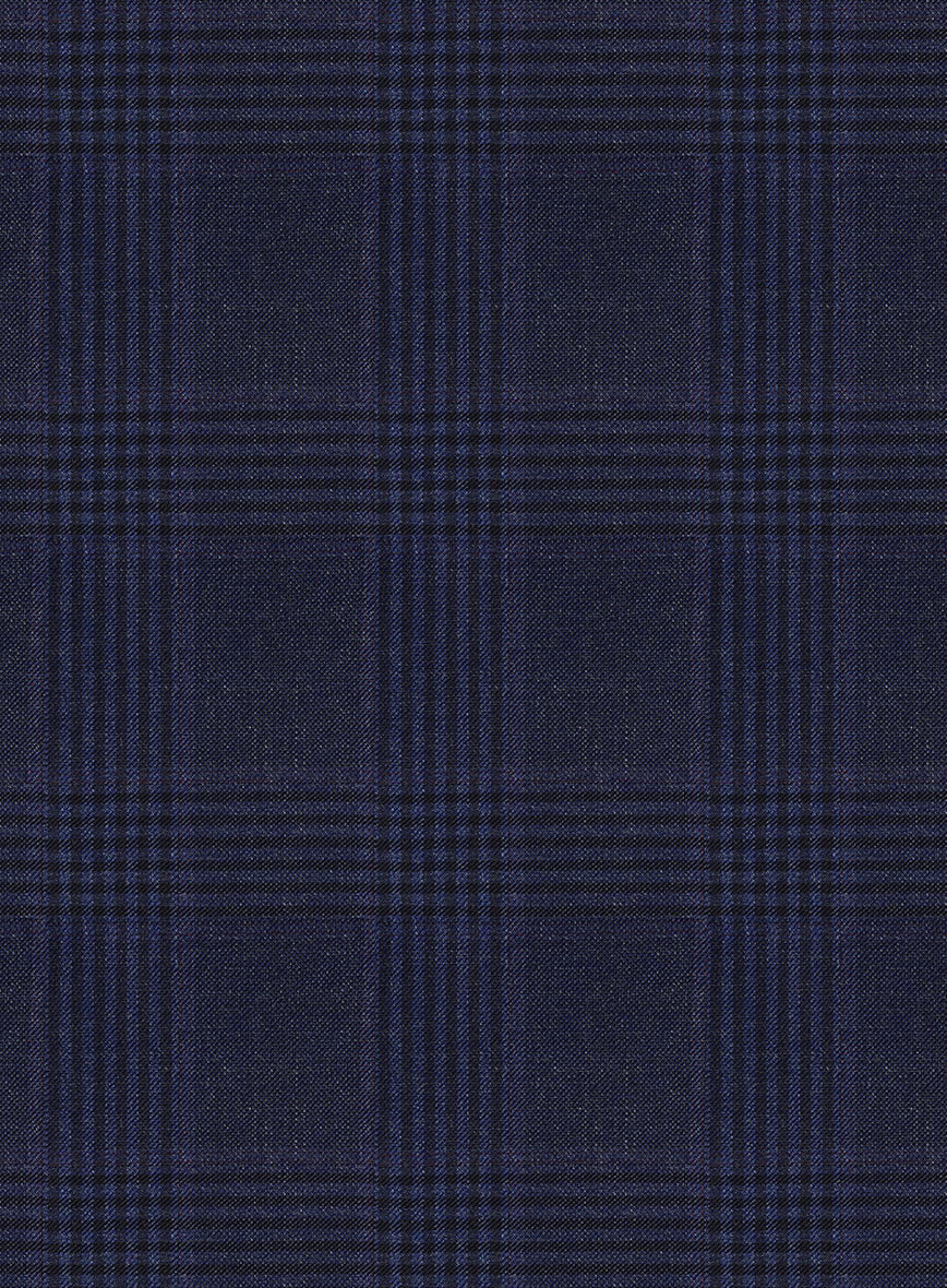Reda Navy Checks Wool Pants - StudioSuits