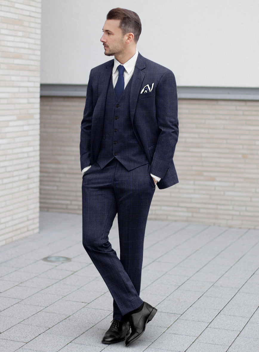 Reda Navy Checks Wool Suit - StudioSuits