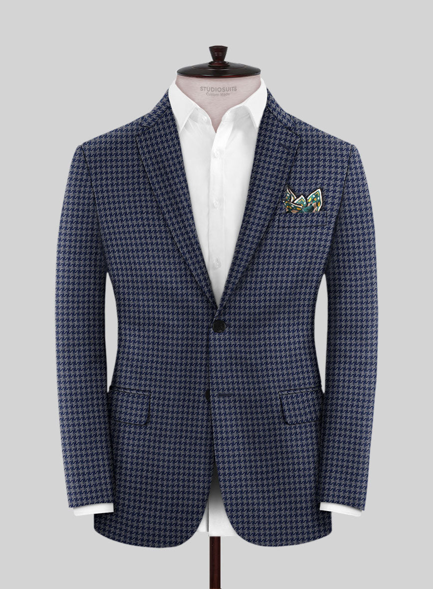 Reda Antina Blue Houndstooth Wool Jacket - StudioSuits