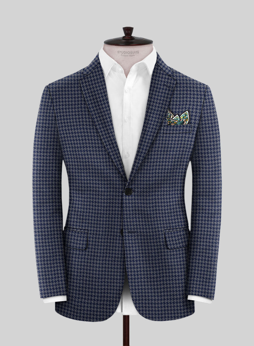 Reda Antina Blue Houndstooth Wool Jacket - StudioSuits