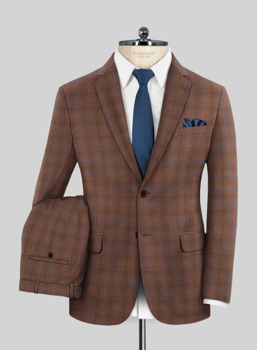 Reda Nutmeg Brown Checks Wool Suit - StudioSuits