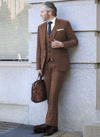 Reda Nutmeg Brown Checks Wool Suit - StudioSuits