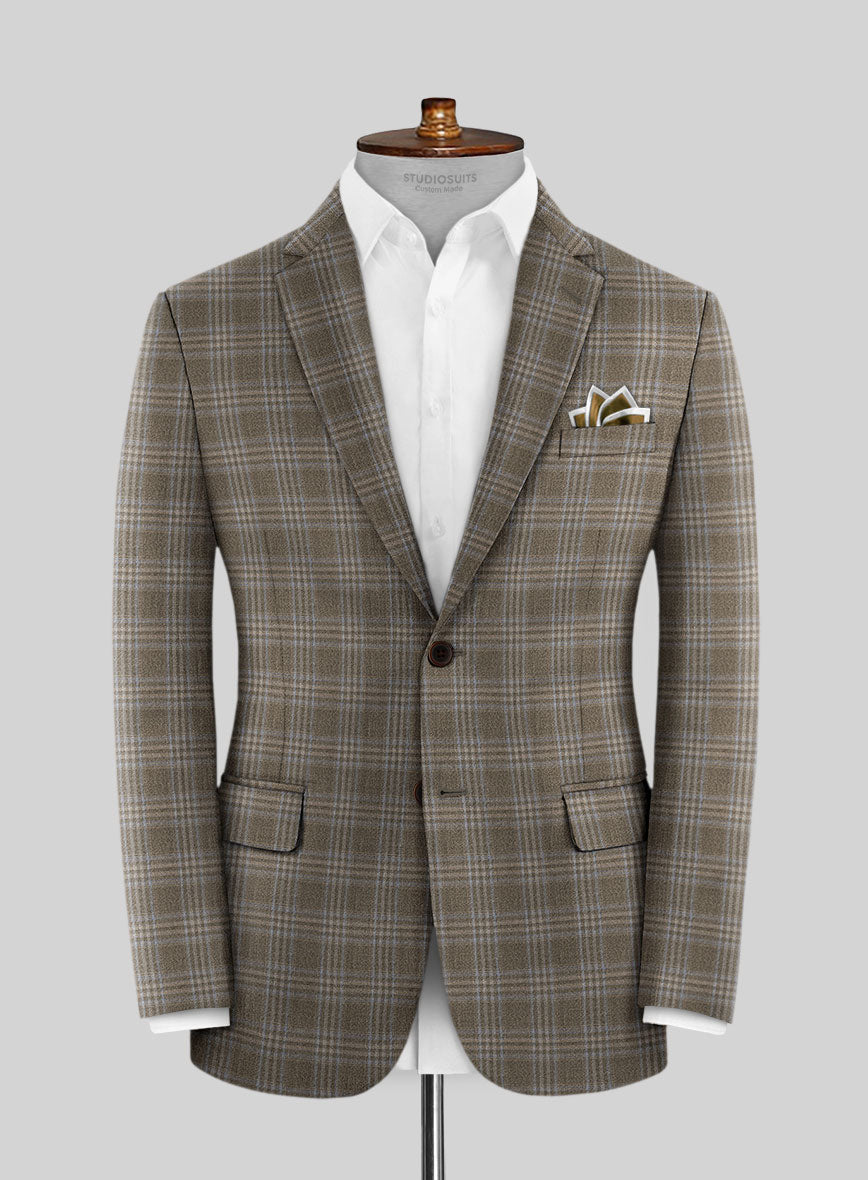 Reda Omiji Brown Checks Wool Jacket - StudioSuits