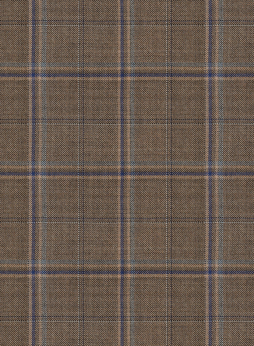 Reda Otter Brown Checks Wool Pants - StudioSuits
