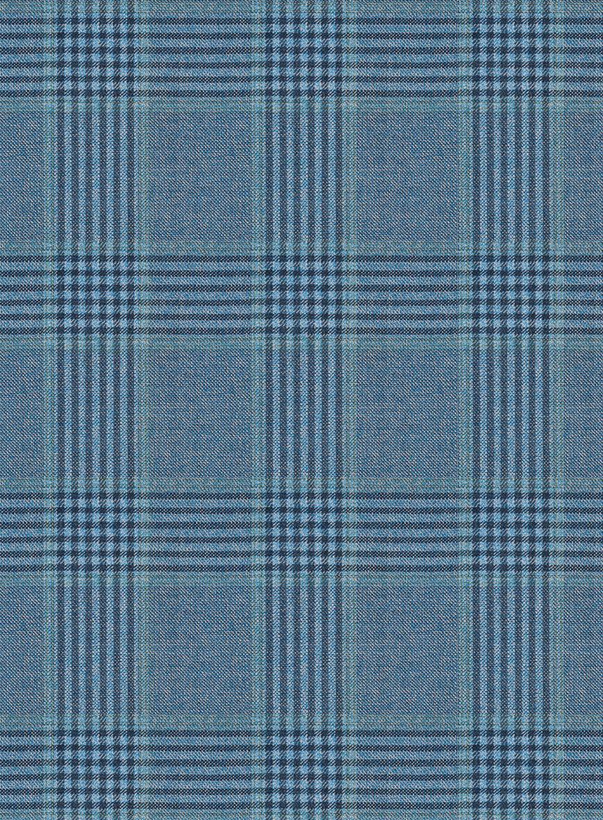 Reda Pacific Blue Checks Wool Jacket - StudioSuits