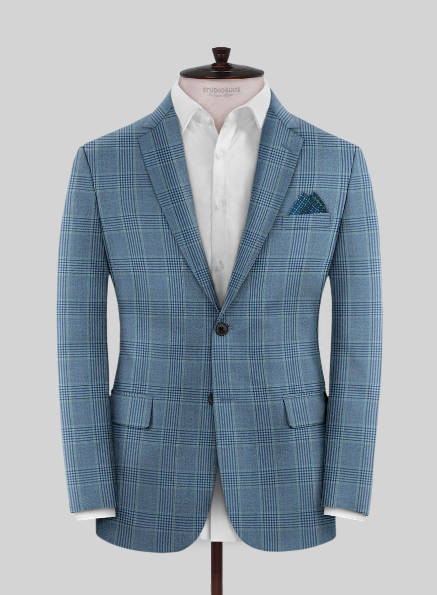 Reda Pacific Blue Checks Wool Suit - StudioSuits