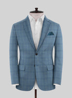 Reda Pacific Blue Checks Wool Suit - StudioSuits