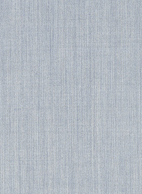 Reda Pale Blue Herringbone Wool Pants - StudioSuits