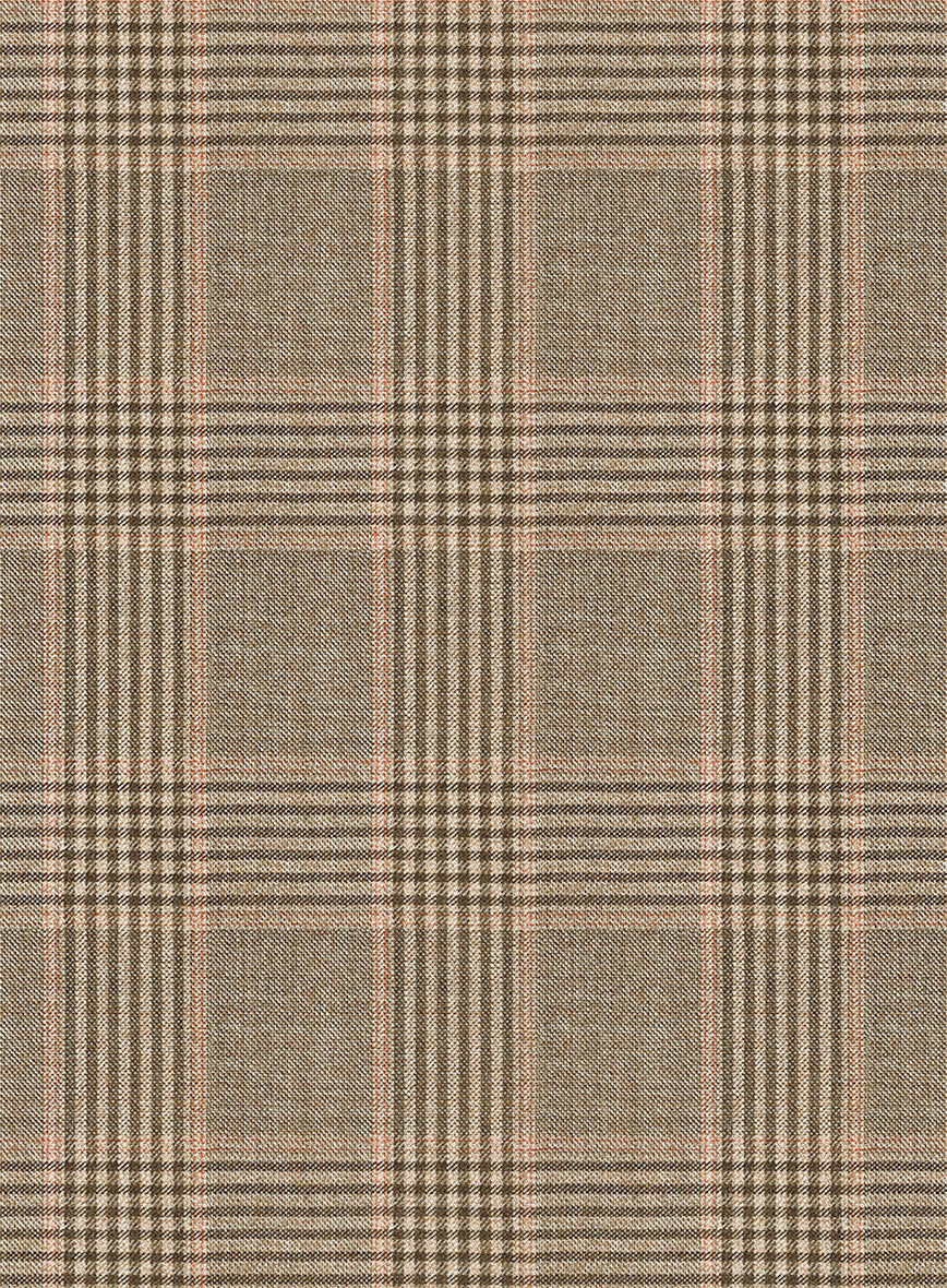 Reda Pale Brown Checks Wool Jacket - StudioSuits