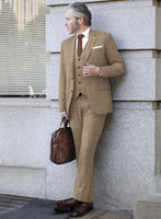 Reda Pale Brown Checks Wool Suit - StudioSuits