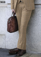 Reda Pale Brown Checks Wool Suit - StudioSuits