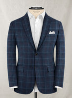 Reda Plume Blue Checks Wool Jacket - StudioSuits