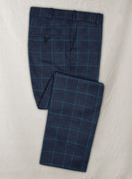 Reda Plume Blue Checks Wool Pants - StudioSuits