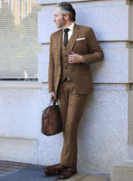 Reda Rope Brown Checks Wool Suit - StudioSuits