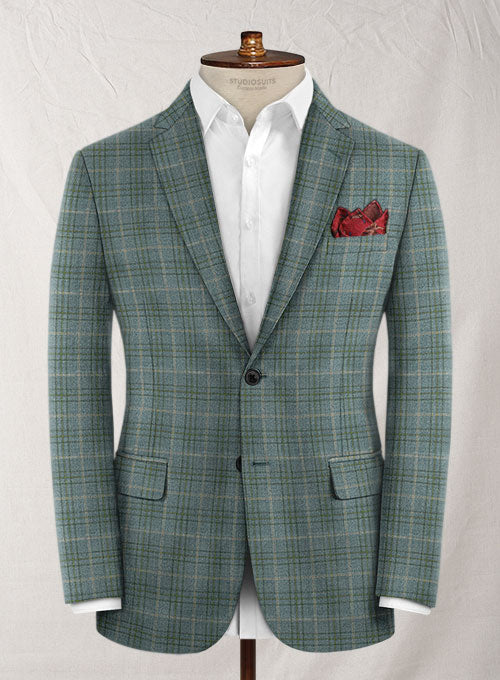 Reda Sage Green Checks Wool Jacket - StudioSuits