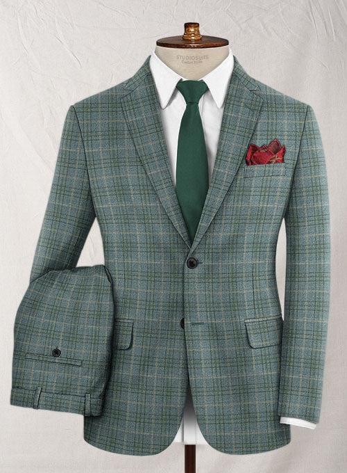 Reda Sage Green Checks Wool Suit - StudioSuits