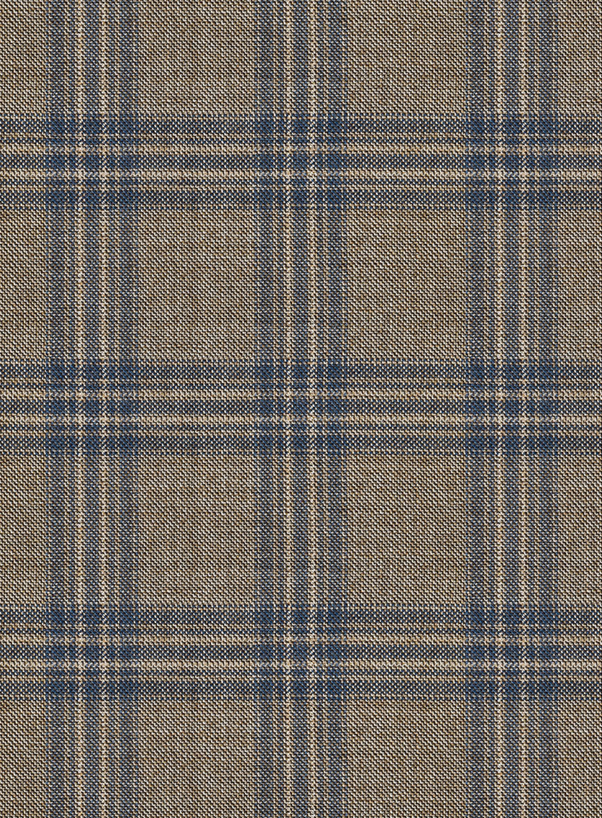 Reda Sand Brown Checks Wool Jacket - StudioSuits