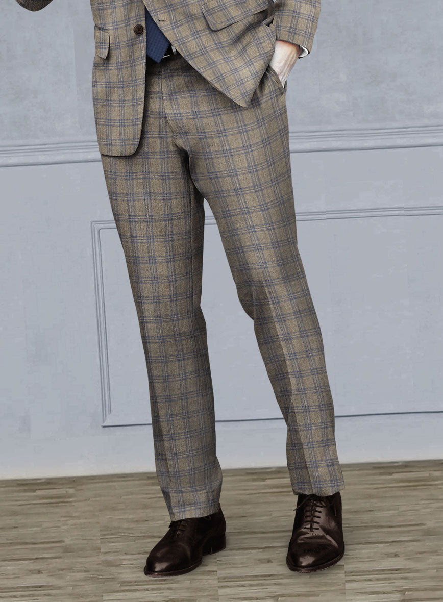 Reda Sand Brown Checks Wool Suit - StudioSuits