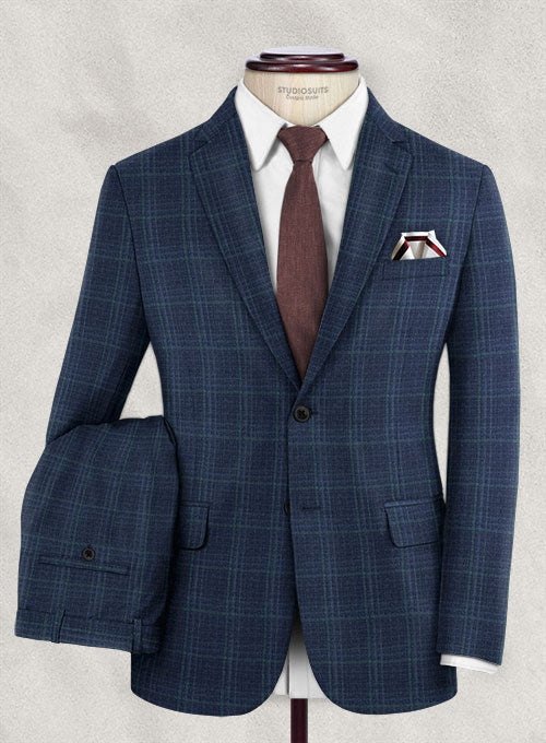 Reda Sapphire Blue Checks Wool Suit - StudioSuits