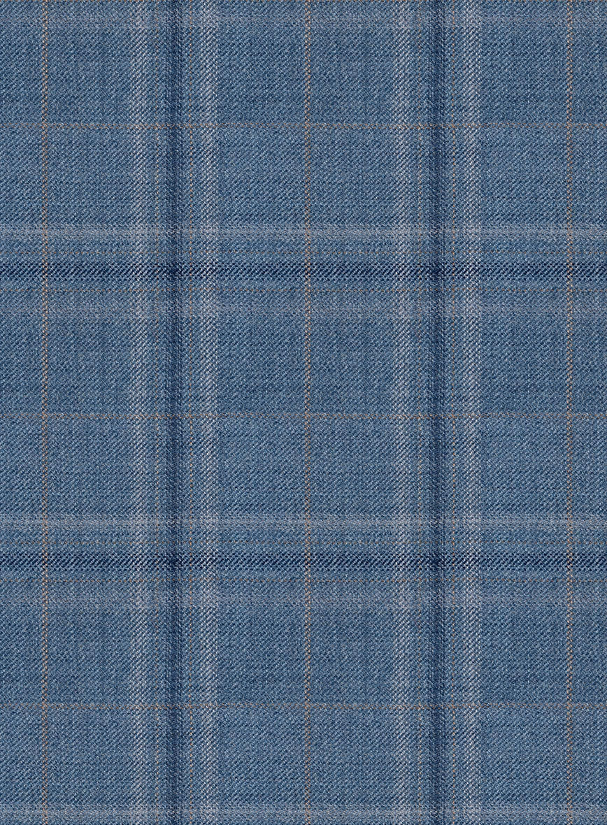Reda Sky Blue Checks Wool Jacket - StudioSuits