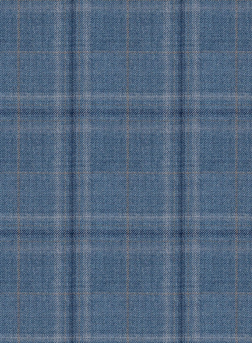 Reda Sky Blue Checks Wool Pants - StudioSuits
