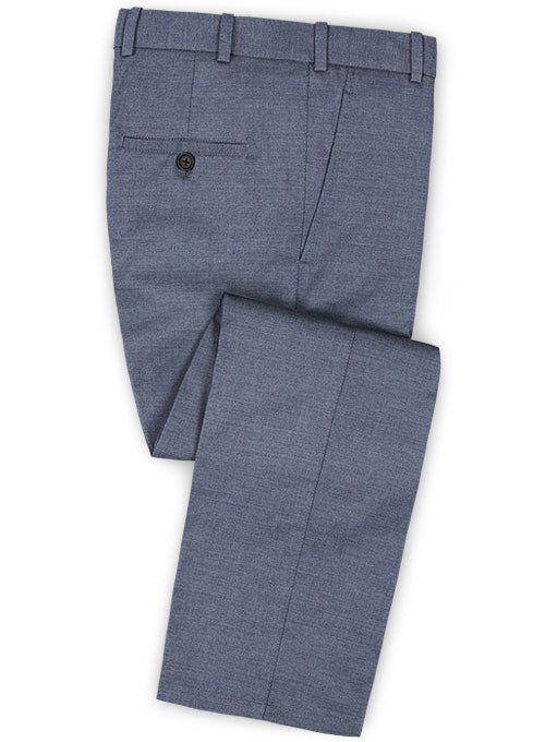 Reda Steel Blue Pure Wool Pants - StudioSuits