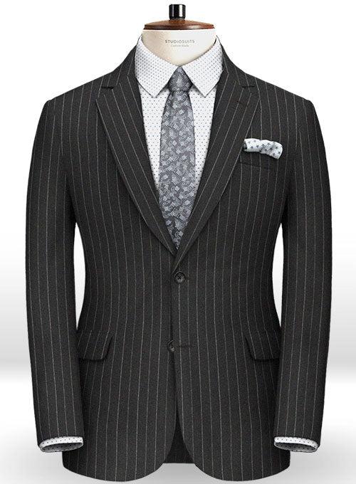 Reda Stripe Black Pure Wool Suit - StudioSuits
