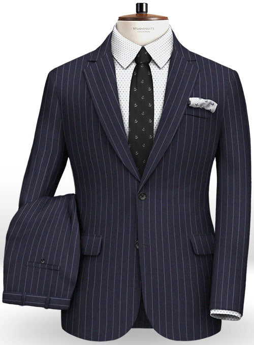 Reda Stripe Blue Pure Wool Suit - StudioSuits