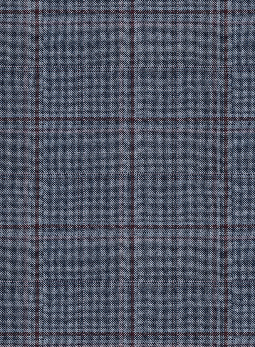 Reda Tropical Blue Checks Wool Jacket - StudioSuits