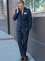 Reda Vale Blue Checks Wool Suit - StudioSuits