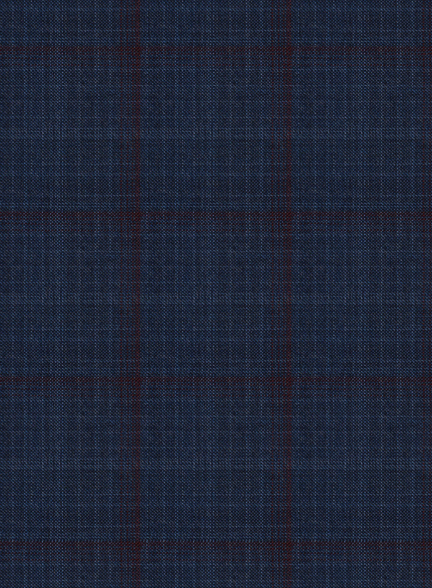 Reda Zodiac Blue Checks Wool Pants - StudioSuits