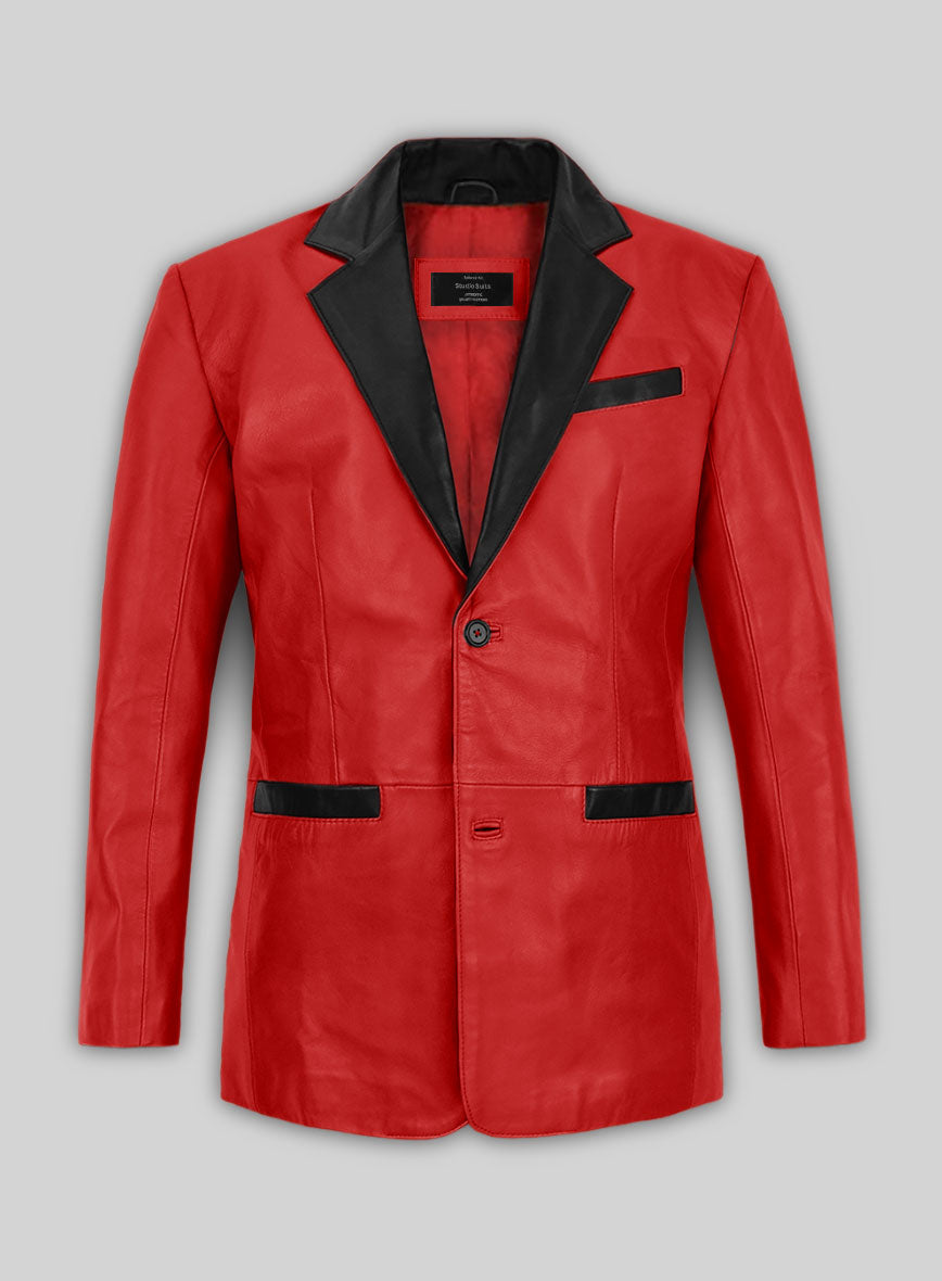 Red Hampton Leather Blazer - StudioSuits