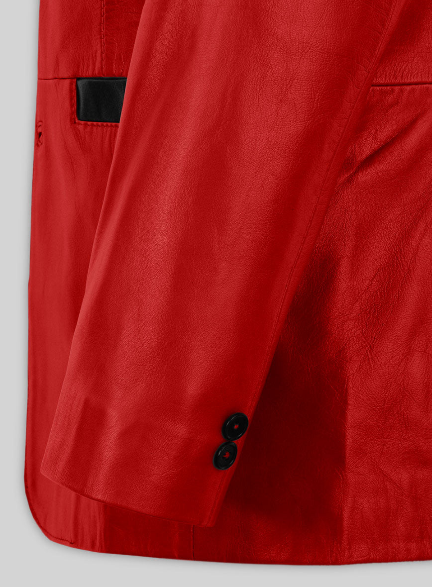 Red Hampton Leather Blazer - StudioSuits