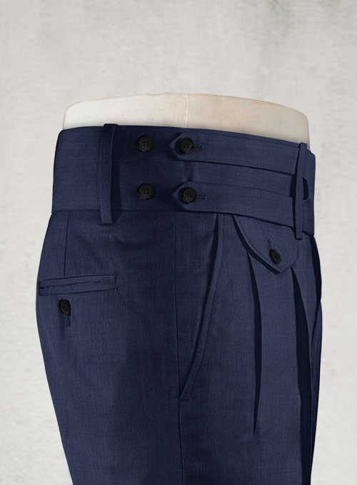 Regency Blue Double Gurkha Wool Trousers - StudioSuits