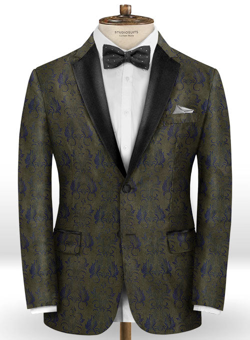 Rilda Olive Wool Tuxedo Suit - StudioSuits