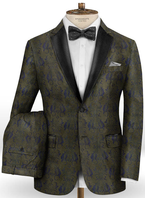 Rilda Olive Wool Tuxedo Suit - StudioSuits