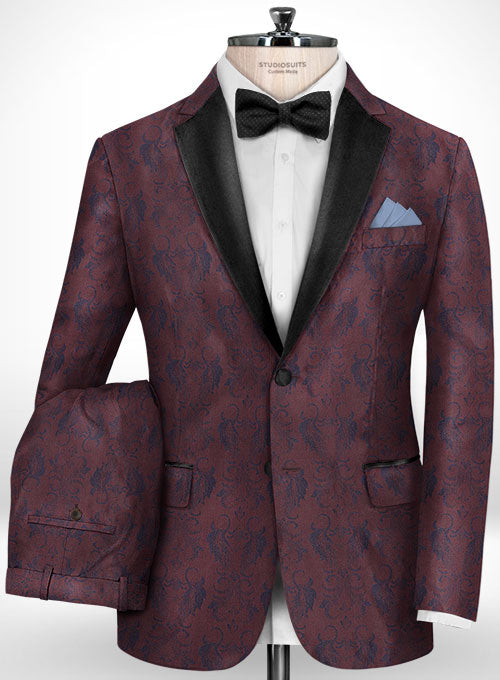 Rilda Wine Wool Tuxedo Suit - StudioSuits