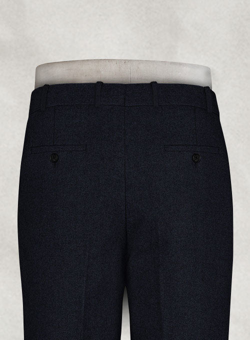 Rope Weave Dark Blue Tweed Pants - StudioSuits