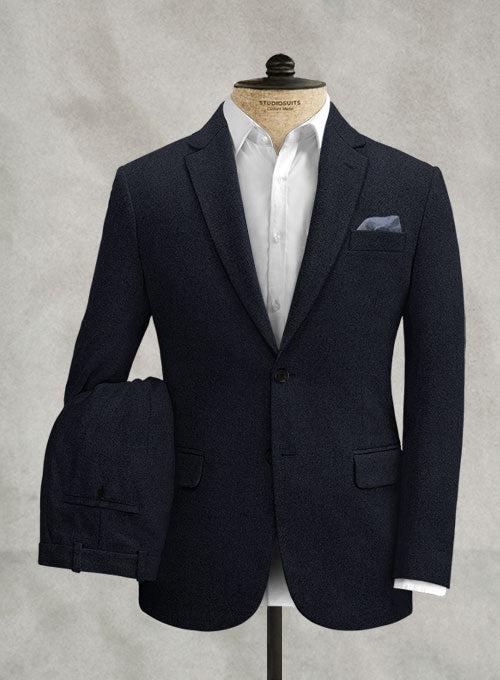 Rope Weave Dark Blue Tweed Suit - StudioSuits